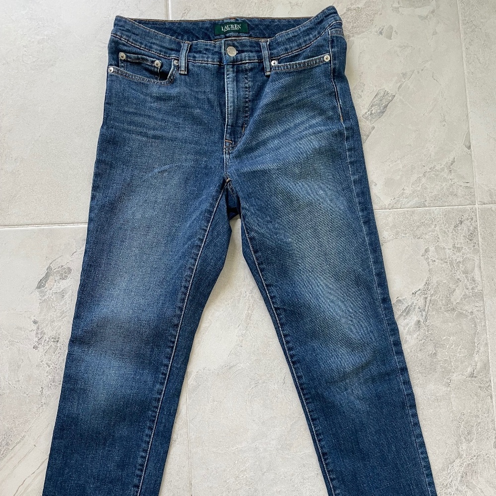 LAUREN RALPH LAUREN JEANS Pants Mid-Rise Cotton & 1% Elastane Med-Dark Wash sz6